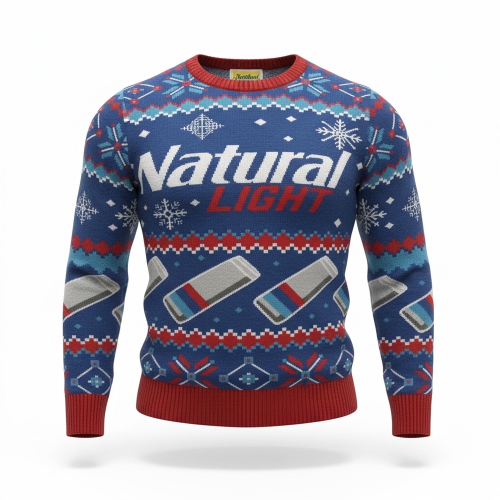 Tipsy‎ Elves men’s Natural Light Ugly Christmas Sweater Small NWT